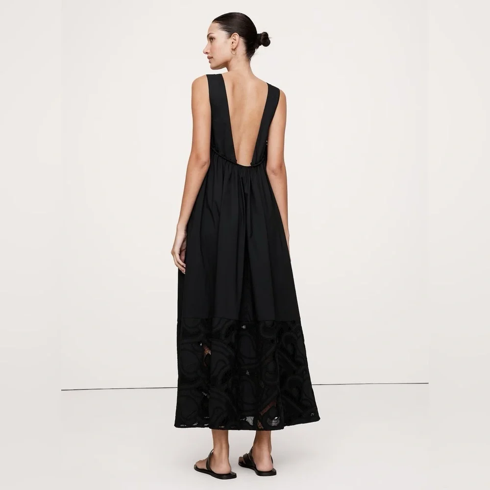 NWT! Banana Republic Embroidered Cotton Poplin Maxi Dress - Large 🌅1️⃣ 743532 - Picture 2 of 8